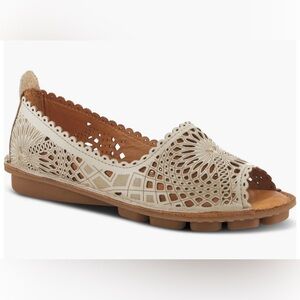 Spring Step Brandal Cushioned Leather Flat White Size EU 41/US 9.5-10
